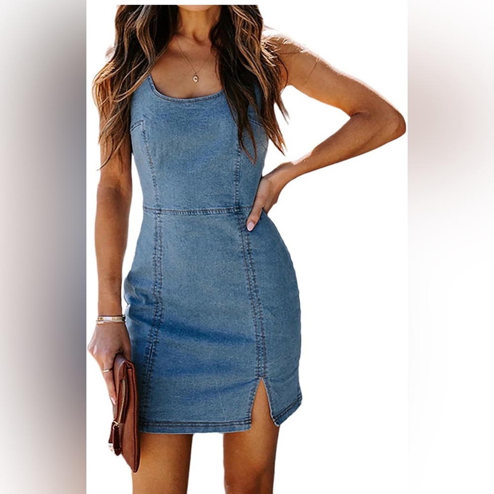 Sexy Sleeveless Blue Denim Mini Dress